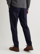 Brunello Cucinelli - Tapered Pleated Virgin Wool-Flannel Trousers - Blue