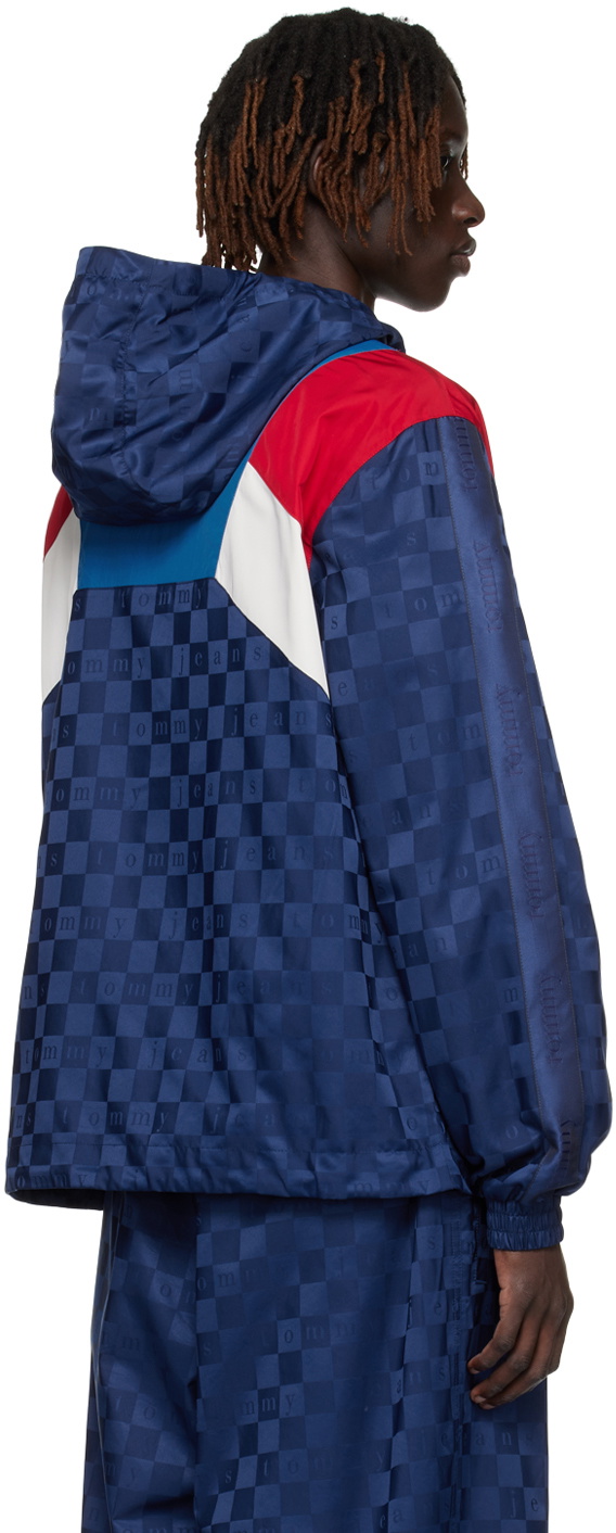 Tommy Jeans Navy Checkerboard Track Jacket
