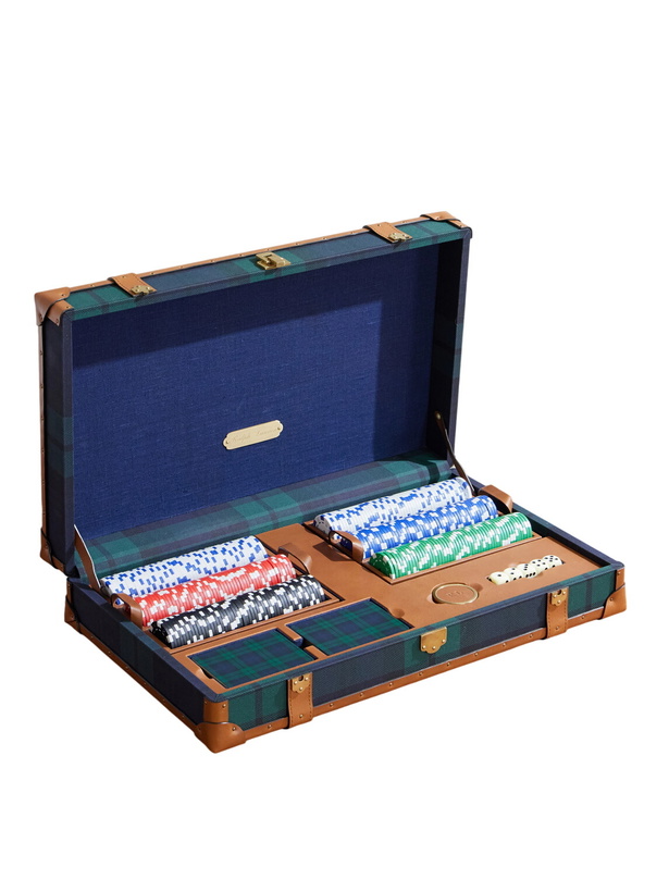Photo: Ralph Lauren Home - Sawyer Leather-Trimmed Checked Canvas Poker Set