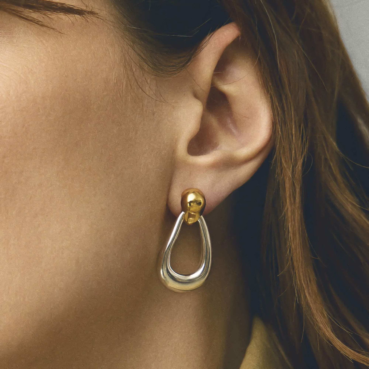 Missoma Women's Molten Teardrop Statement Stud Earrings in Gold/Silver