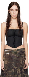 MISBHV Black Office Pinstripe Corset Top