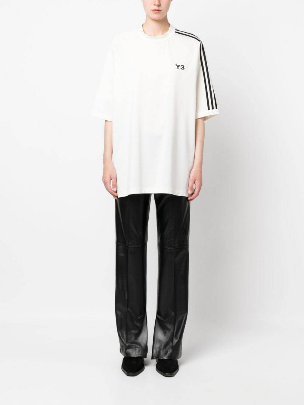 Tシャツ・カットソー Adidas Y-3 White Cotton T-Shirt With Logo Y-3 - Logo Cotton T-shirt Y-3