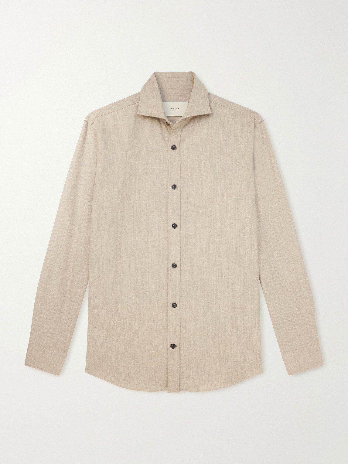Purdey - Cutaway-Collar Wool and Cashmere-Blend Shirt - Neutrals