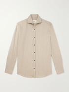 Purdey - Cutaway-Collar Wool and Cashmere-Blend Shirt - Neutrals