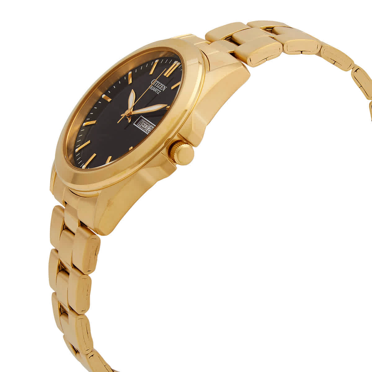 Citizen Quartz Black Dial Yellow Gold-tone Mens Watch BF0582-51F