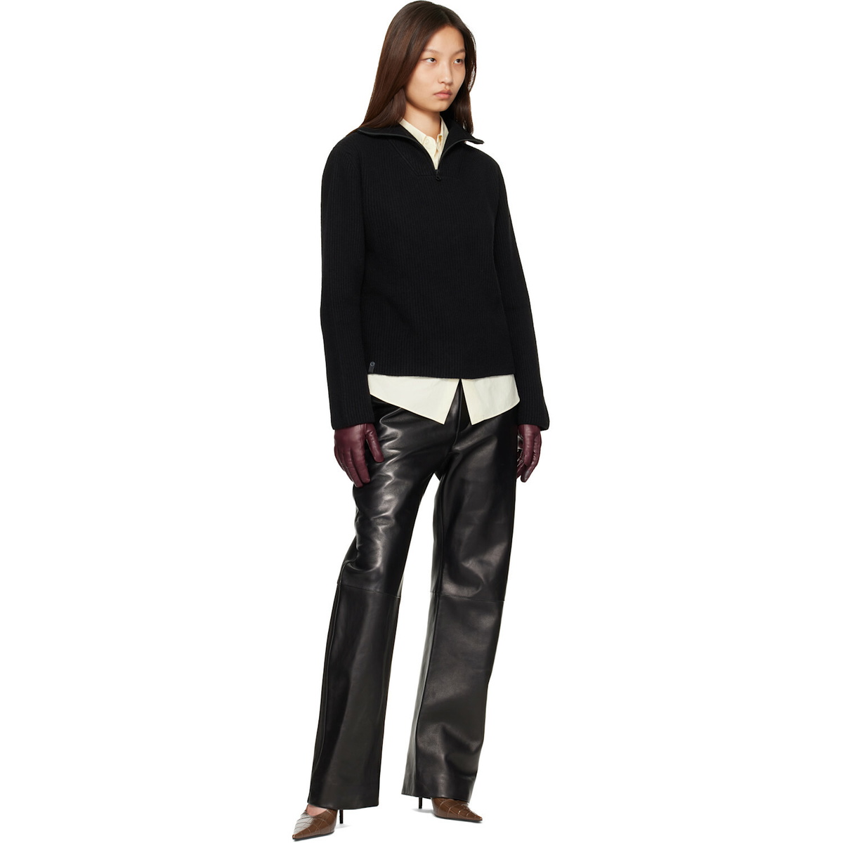 MACKAGE Black Gladys Knit Half-Zip Pullover Sweater