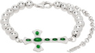 VEERT White Gold 'The Green Cross' Bracelet