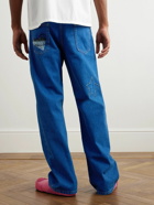 Marni - Straight-Leg Mohair-Trimmed Jeans - Blue