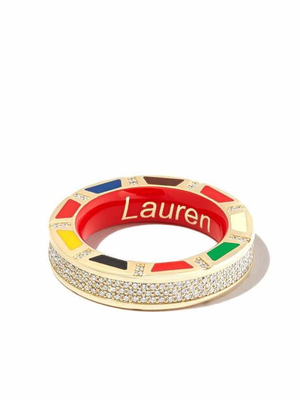 Photo: Lauren Rubinski 14K Yellow Gold Diamond Enamel Ring