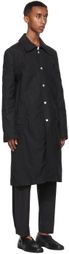 3MAN Black Slim Snap Trench Coat