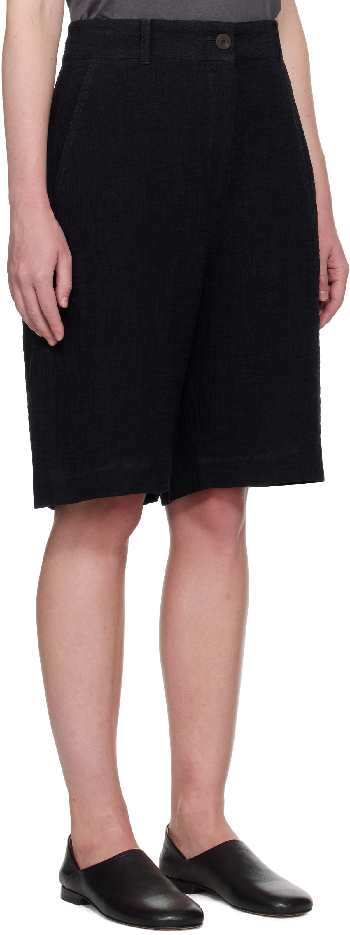 Studio Nicholson Navy Luna Linen Shorts