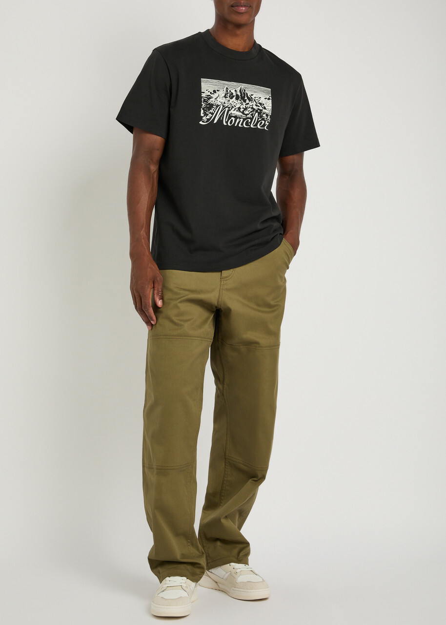Moncler Mountain Logo-printed Cotton T-shirt Black Moncler