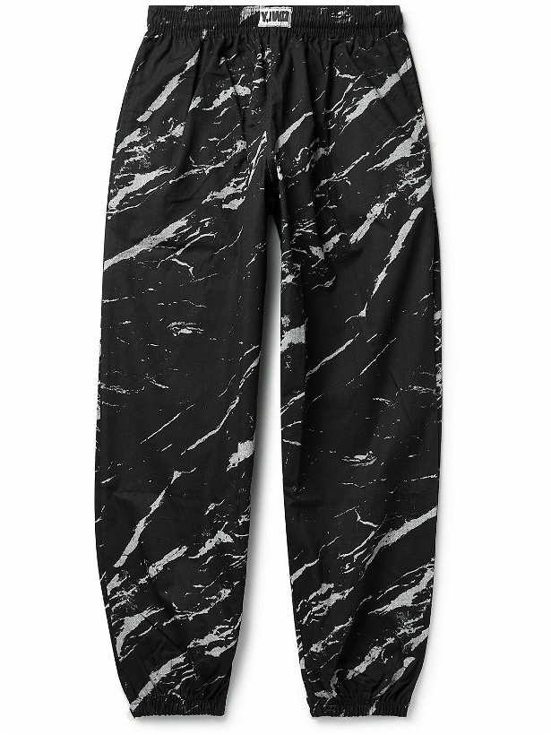 Photo: Y,IWO - Tapered Printed Cotton-Ripstop Track Pants - Black