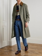 Drake's - HIM Rider's Belted Corduroy-Trimmed Cotton-Ripstop Coat - Brown