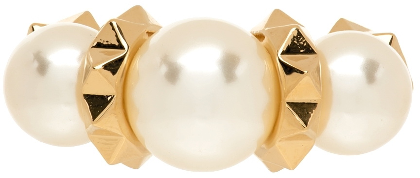 Valentino Garavani Gold Pearl VLogo Ring - ShopStyle