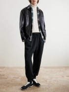 CELINE - Tapered Logo-Embroidered Cotton Sweatpants - Black