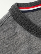 Thom Browne - Logo-Appliquéd Grosgrain-Trimmed Wool-Blend Jersey T-Shirt - Gray