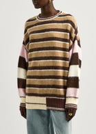 Stine Goya Striped Brushed-knit Jumper Brown