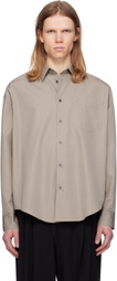 AMI Paris Taupe Cotton Ami de Coeur Boxy Shirt