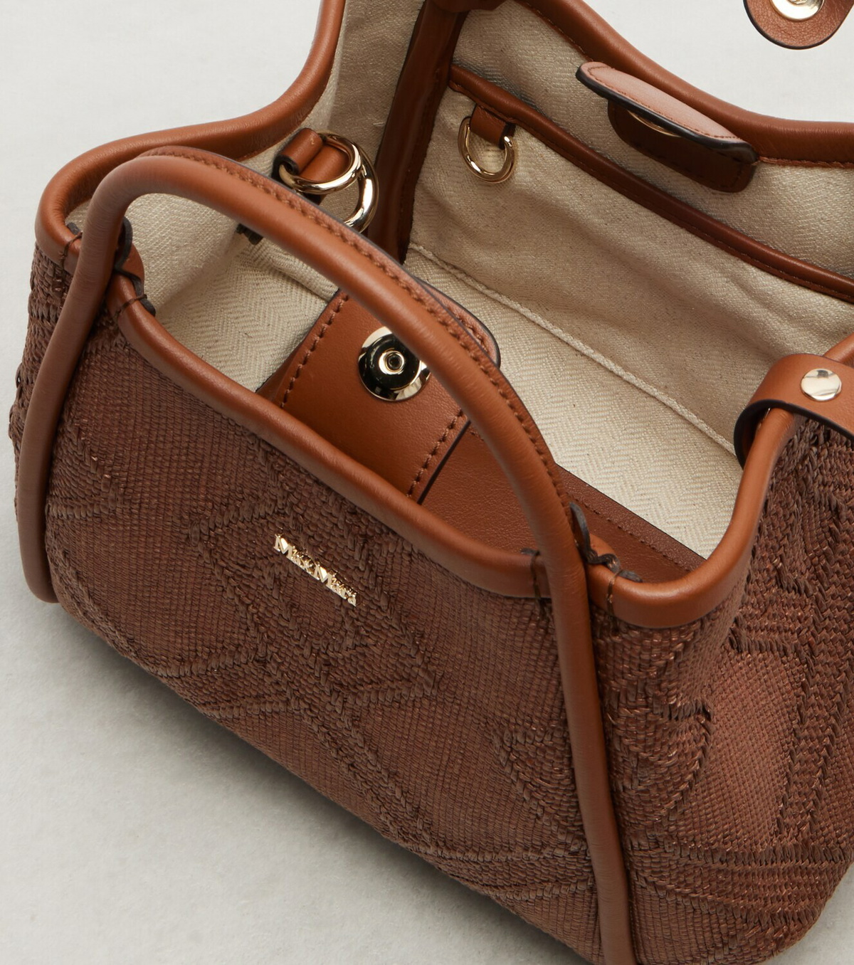 Max Mara Marin Small leather-trimmed top-handle bag