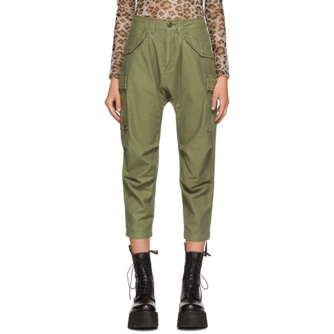 R13 Green Harem Cargo Trousers R13