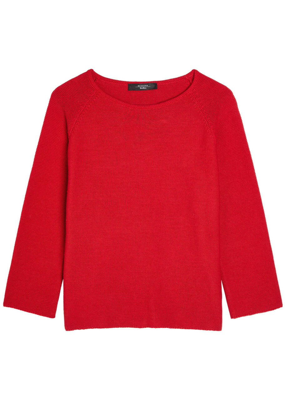 Weekend Max Mara Addotto Knitted Cotton Jumper Red