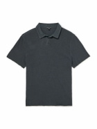 James Perse - Open-Collar Slub Cotton-Jersey Polo Shirt - Black