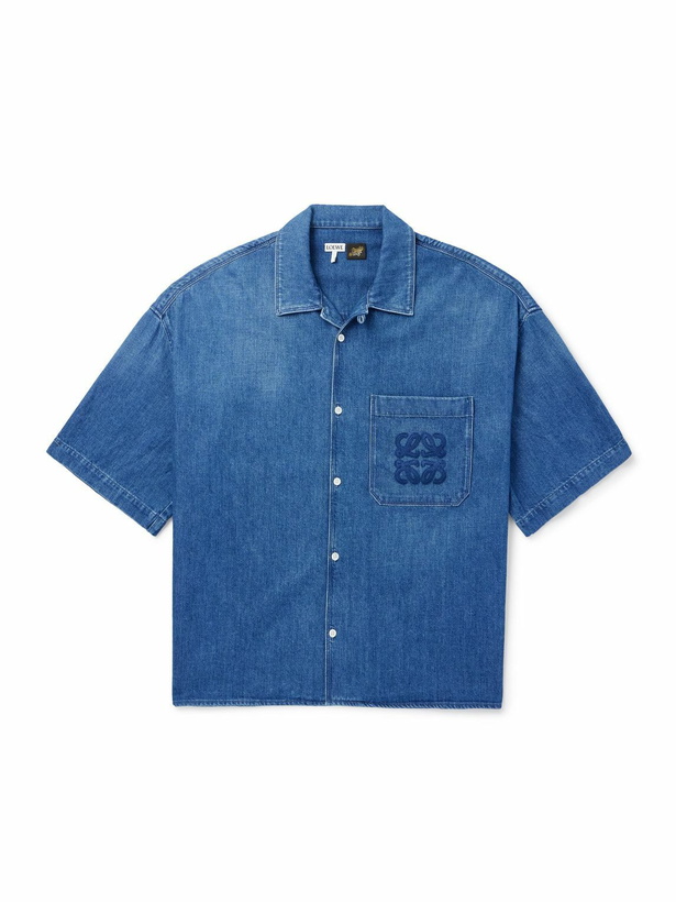 Photo: LOEWE - Paula's Ibiza Logo-Embroidered Denim Shirt - Blue