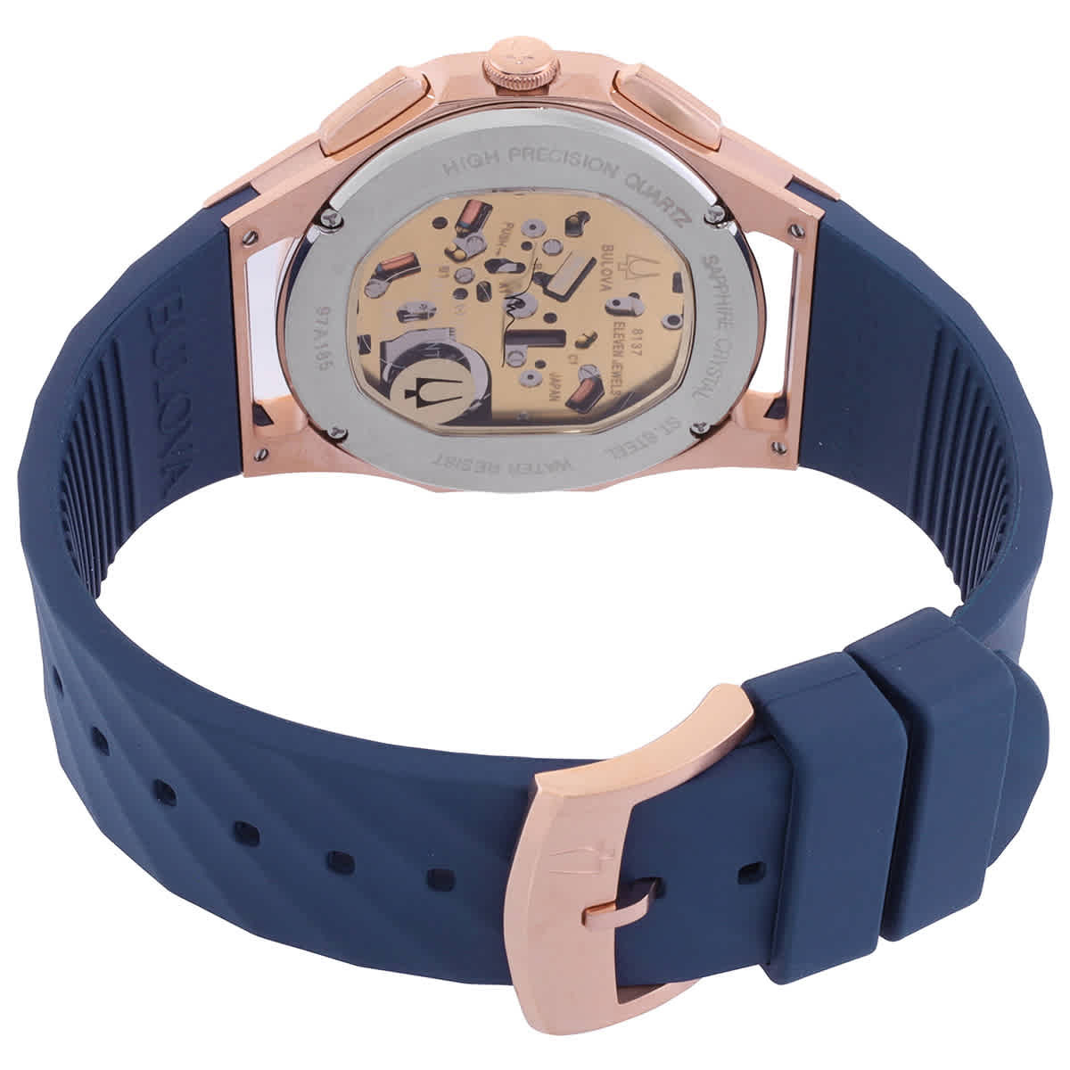 Bulova Marc Anthony CURV Chronograph Quartz Blue Dial Mens Watch 97A185
