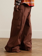 Rick Owens - Wide-Leg Cotton-Blend Drawstring Cargo Trousers - Burgundy