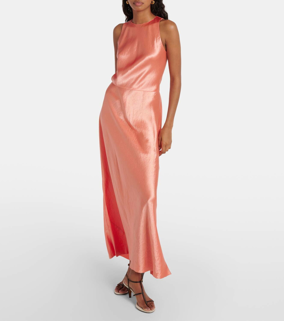 chinese dress ladies Women's Satin Draped Cowl-Neck Maxi Dress, Black, Size 8