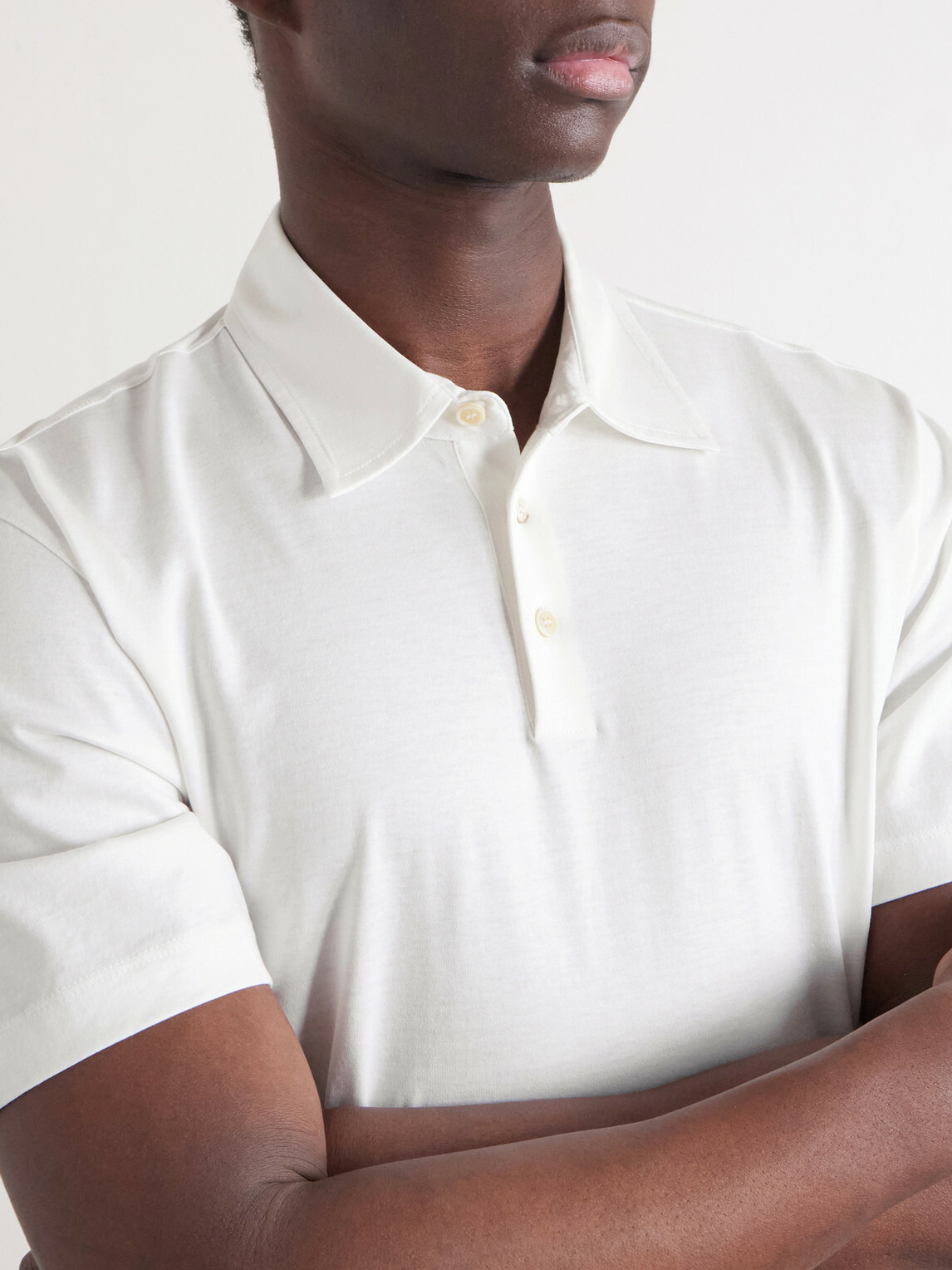 Slowear - Cotton and Silk-Blend Jersey Polo Shirt - White