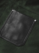 Mr P. - Full-Grain Leather-Trimmed Suede Chore Jacket - Green