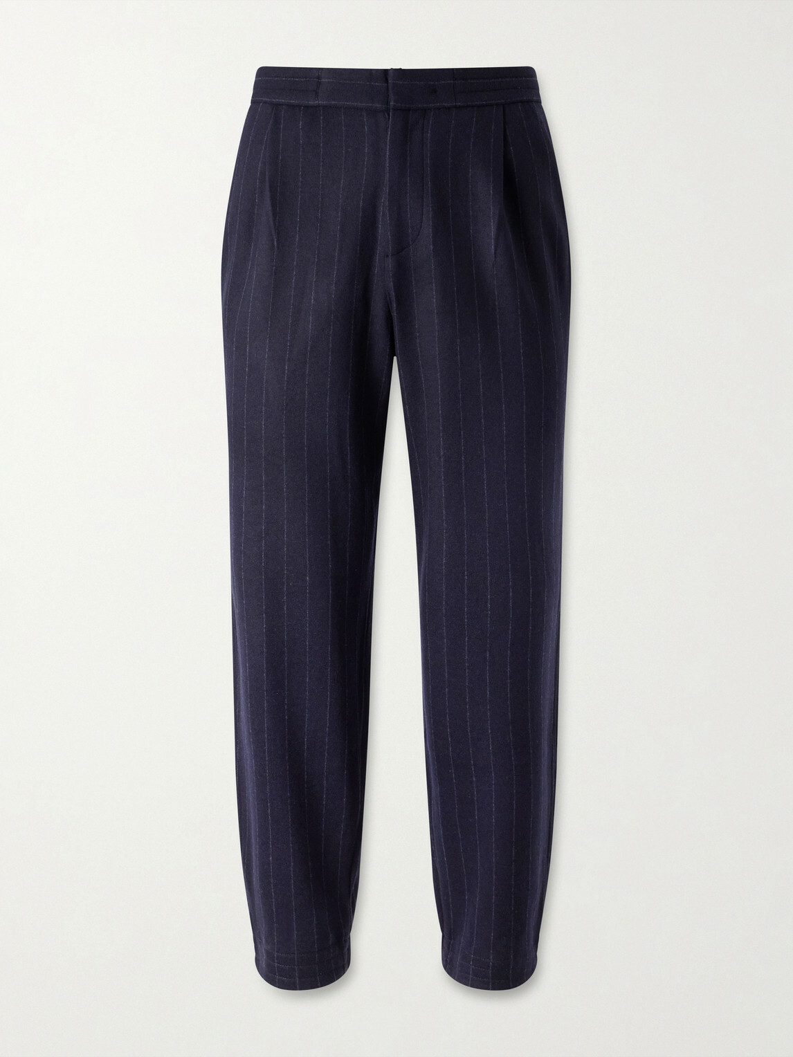 SEASE - Tapered Pinstriped Wool-Blend Trousers - Blue
