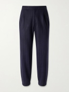SEASE - Tapered Pinstriped Wool-Blend Trousers - Blue