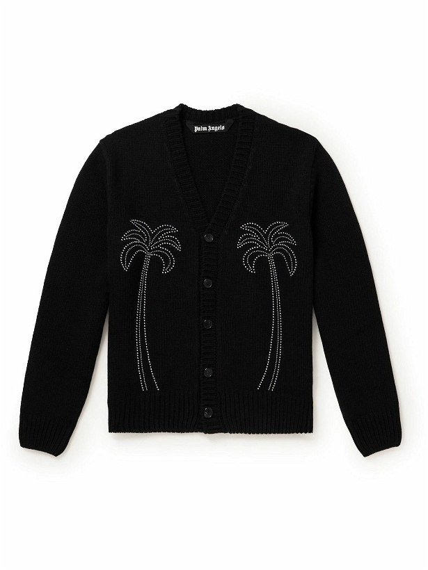 Photo: Palm Angels - Studded Knitted Cardigan - Black