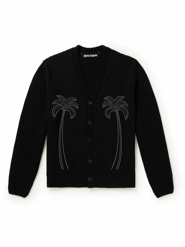Photo: Palm Angels - Studded Knitted Cardigan - Black