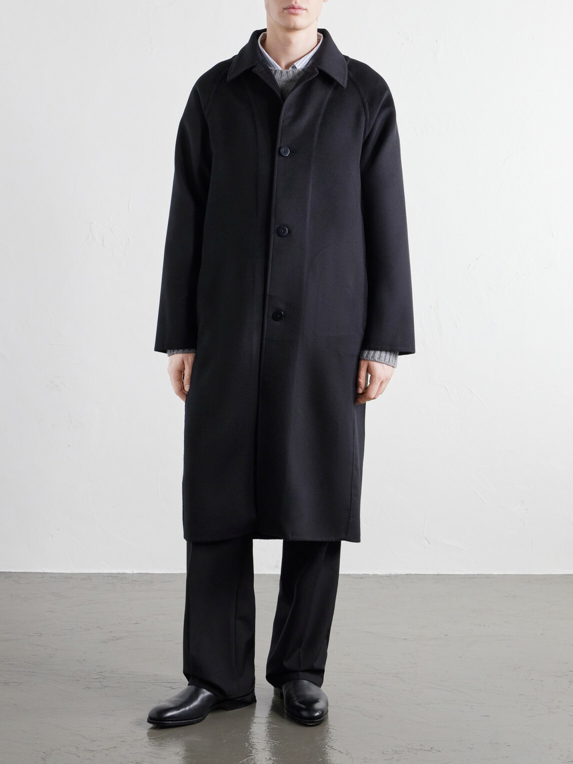 Stòffa - Brushed Wool-Twill Coat - Black