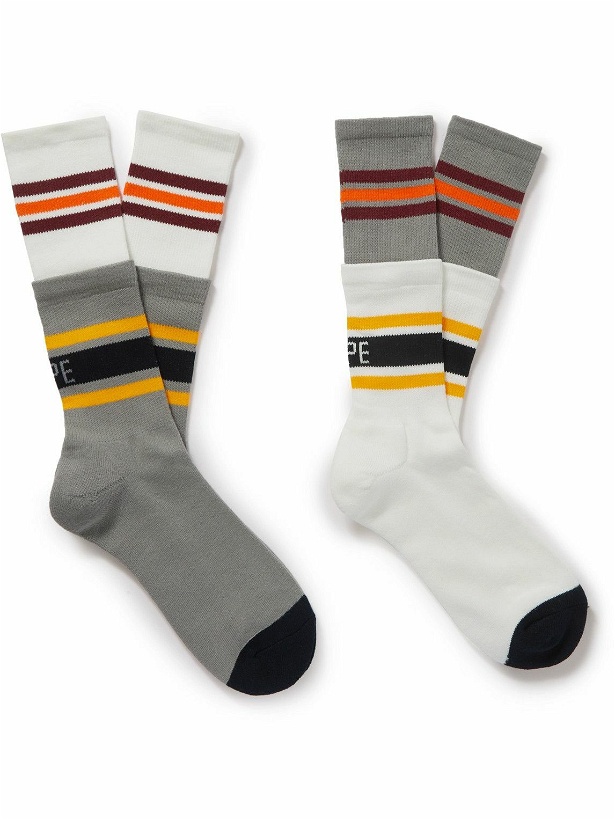 Photo: Comfy Outdoor Garment - Reversible Striped Cotton-Blend Socks