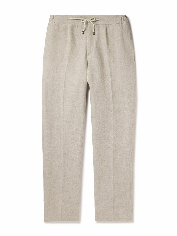 Photo: De Petrillo - Tapered Linen Drawstring Trousers - Gray
