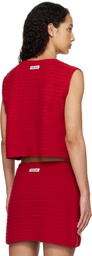 MSGM Red Crocheted Sweater Vest