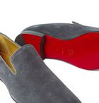 CHRISTIAN LOUBOUTIN - Dandelion Grosgrain-Trimmed Suede Loafers - Gray