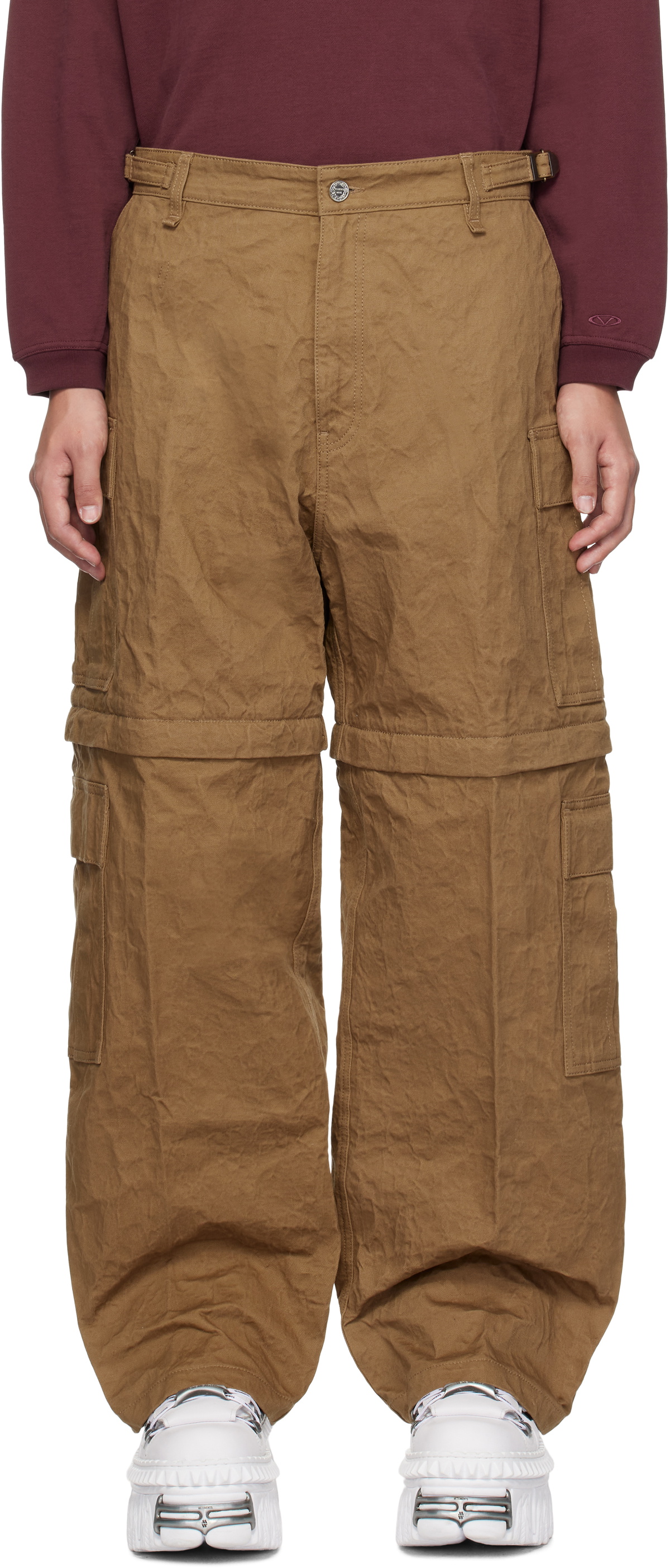VETEMENTS Beige Metalized Wrinkled Cargo Pants