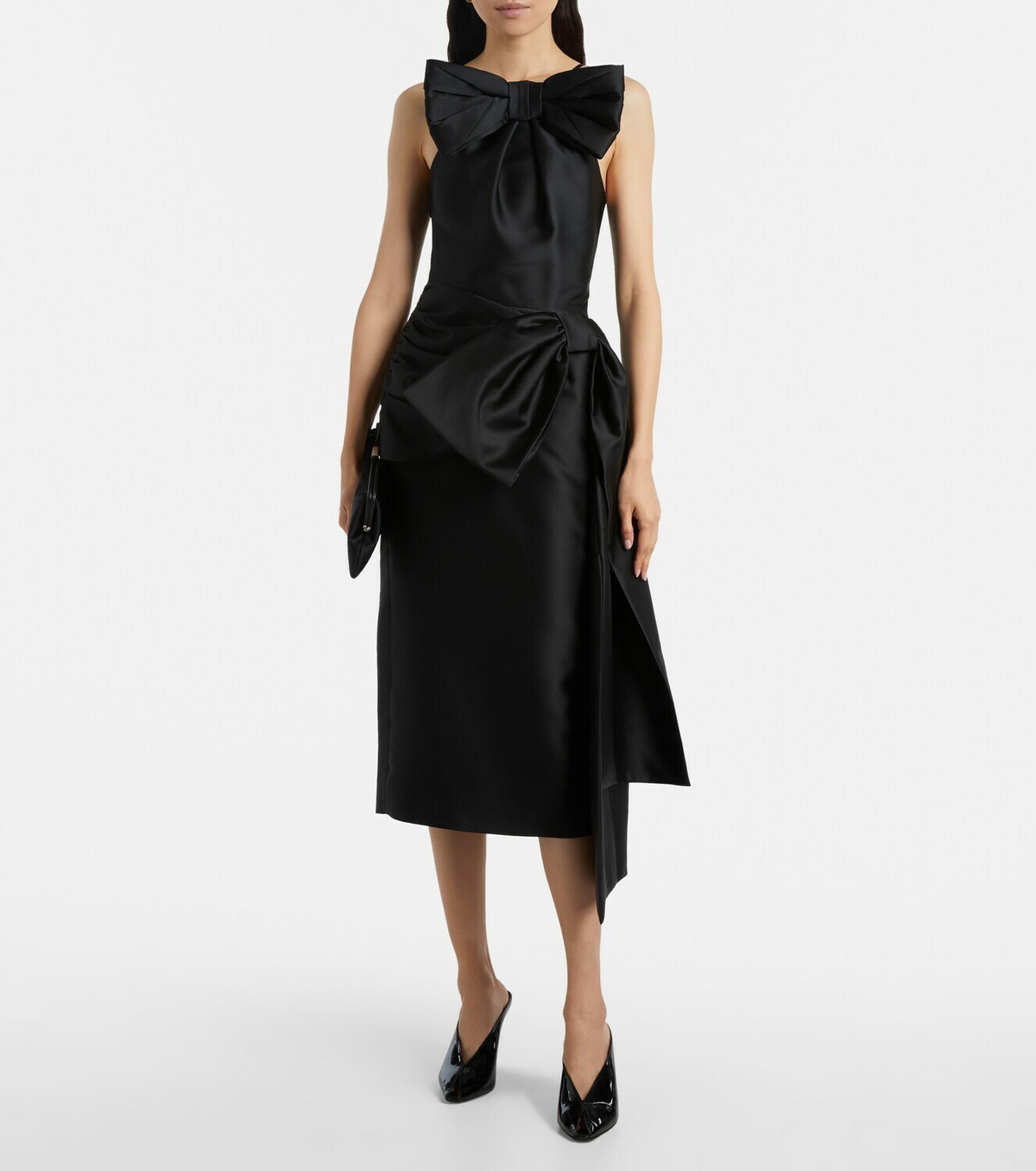Shushu/Tong Bow-detail wool and silk-blend midi dress