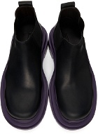 Bottega Veneta Black & Purple Low 'The Tire' Chelsea Boots