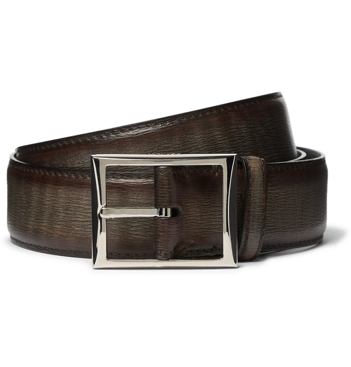 Photo: Berluti - 3cm Dark-Brown Textured-Leather Belt - Brown