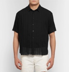Saint Laurent - Frayed Cotton-Gauze Shirt - Men - Black