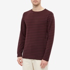 Armor-Lux Men's Long Sleeve Classic Breton T-Shirt in Dark Burgundy/Moka