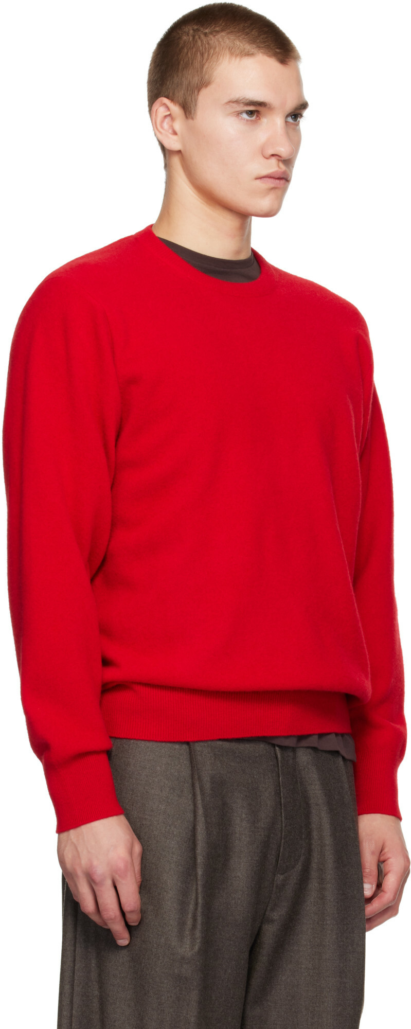 ssstein Red Extra Fine Wool Crewneck Sweater