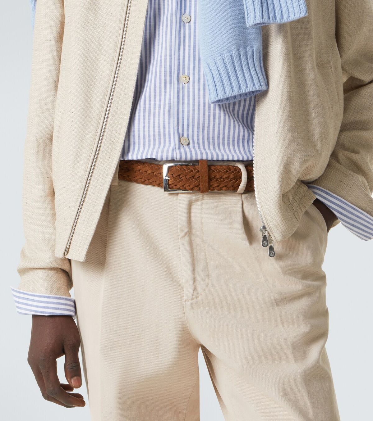 Kiton Woven suede belt